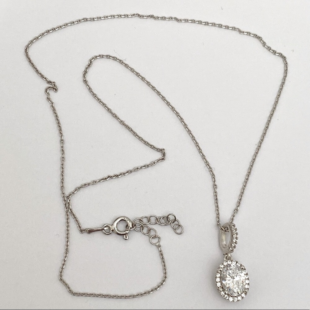 925 silver oval cz stones necklace - Picture 6 of 6